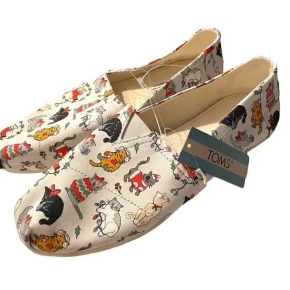 Toms Christmas Cats Shoes 7 Holiday‎ Festive